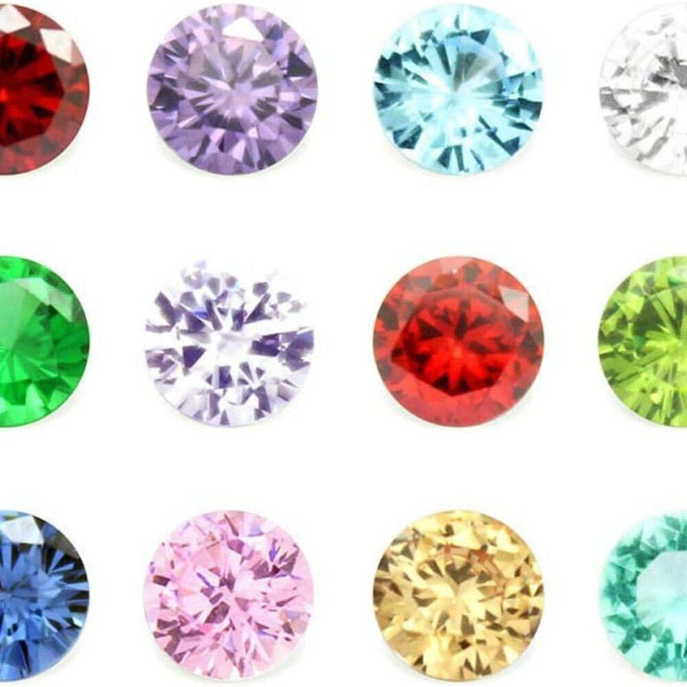 12 Month 24PCS Glass Zircon Round 5MM Birthstones Floating Charms for Living Mem